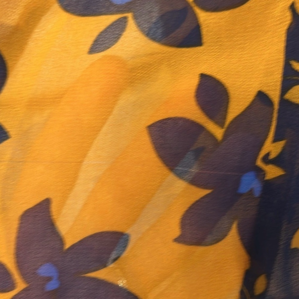 CAbi - Harmony Floral Blouse #3953 - Sheer Boho Top with Brown and Blue Accents - Picture 6 of 9